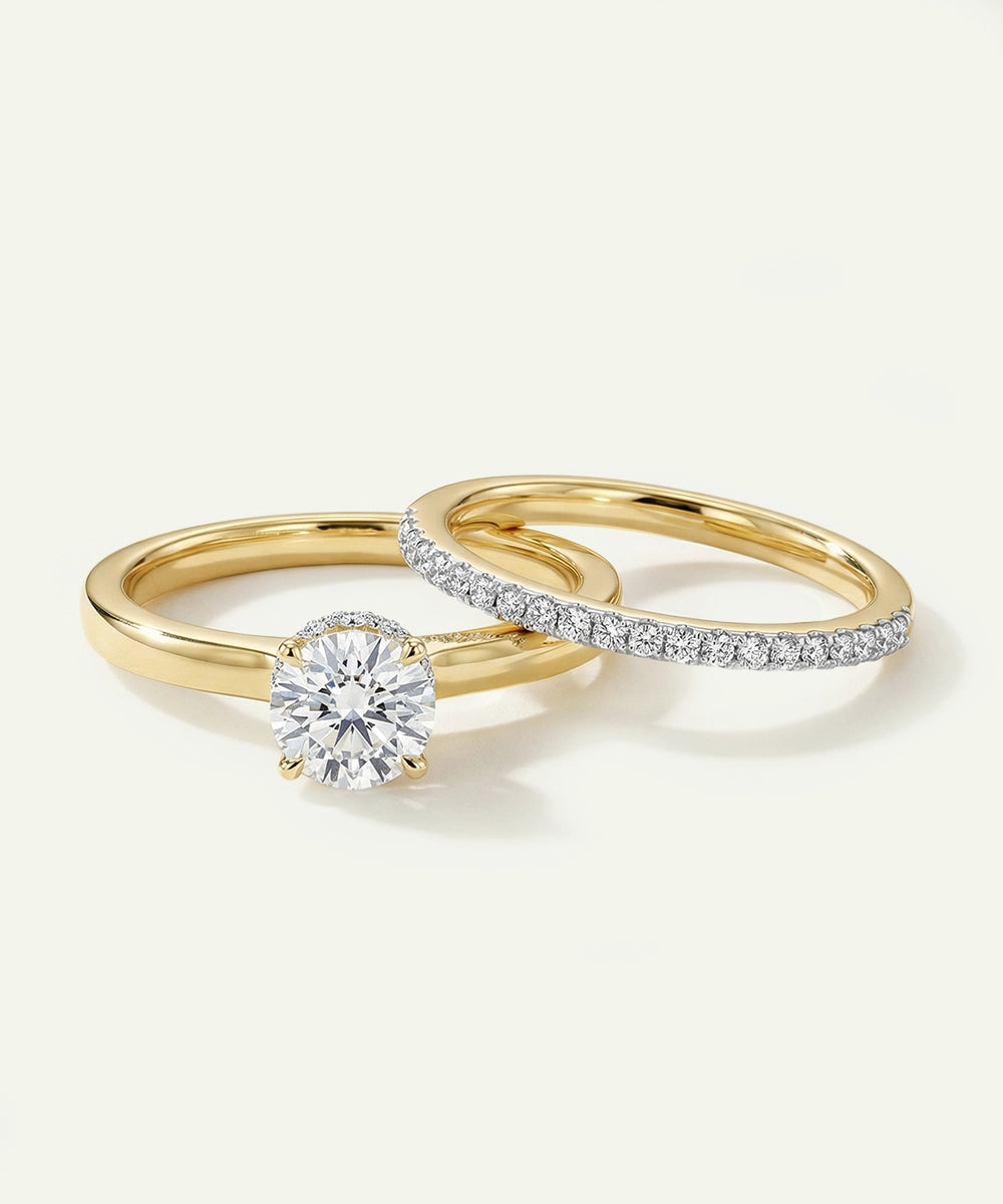 Novello Lab-grown Diamond Round Hidden Halo Bridal Set - 0.55 Ct. T.W.