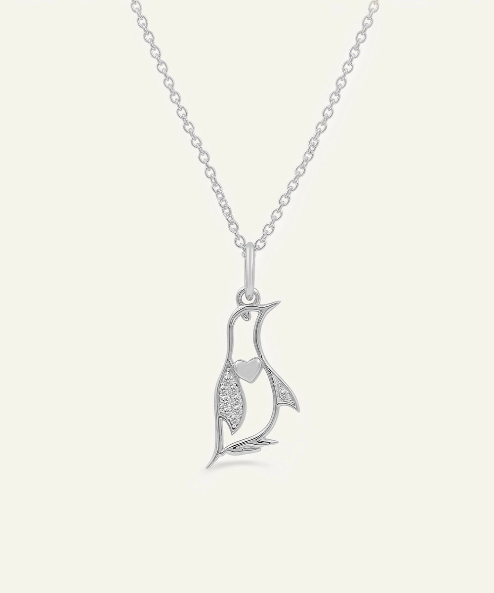 Silver pendant necklace on a white background