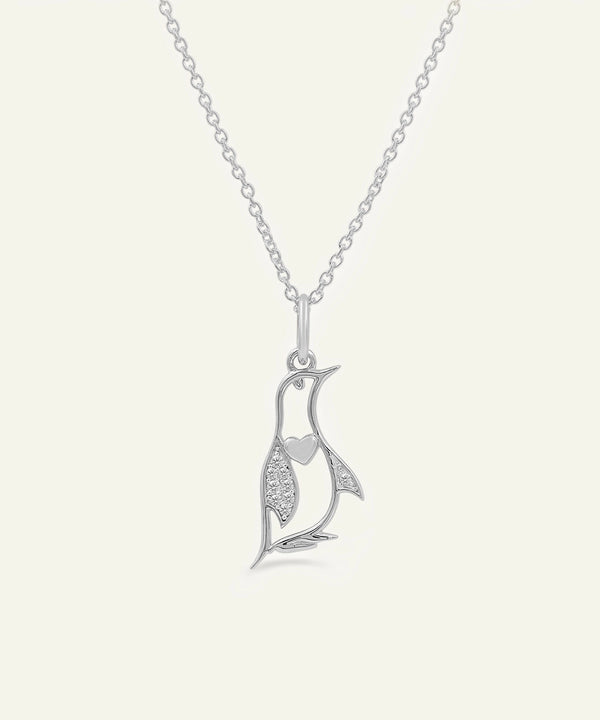 Silver pendant necklace on a white background