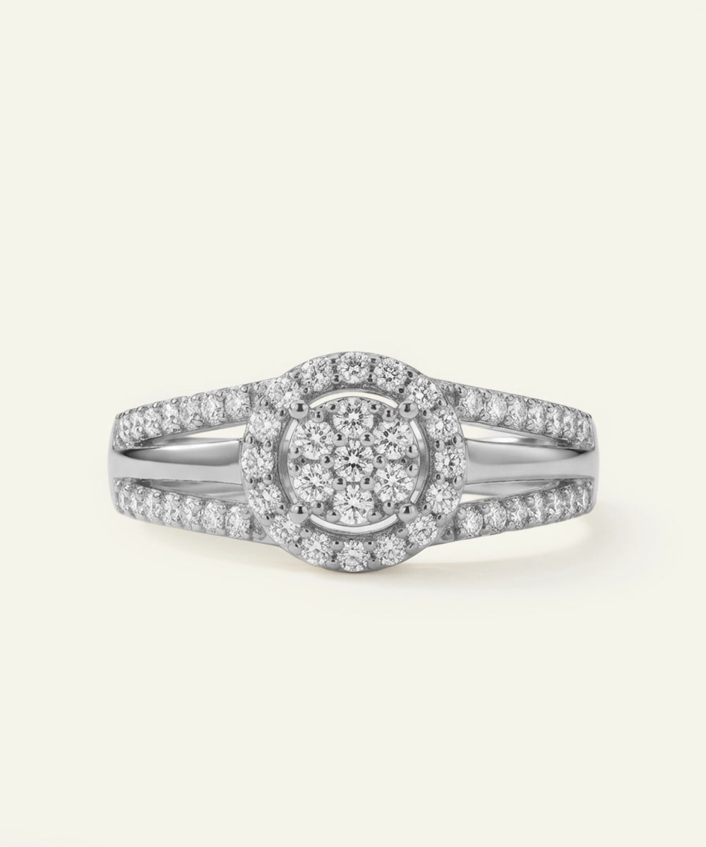 Diamond ring with a white background