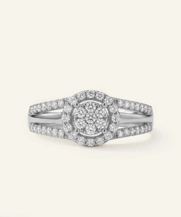 Diamond ring with a white background