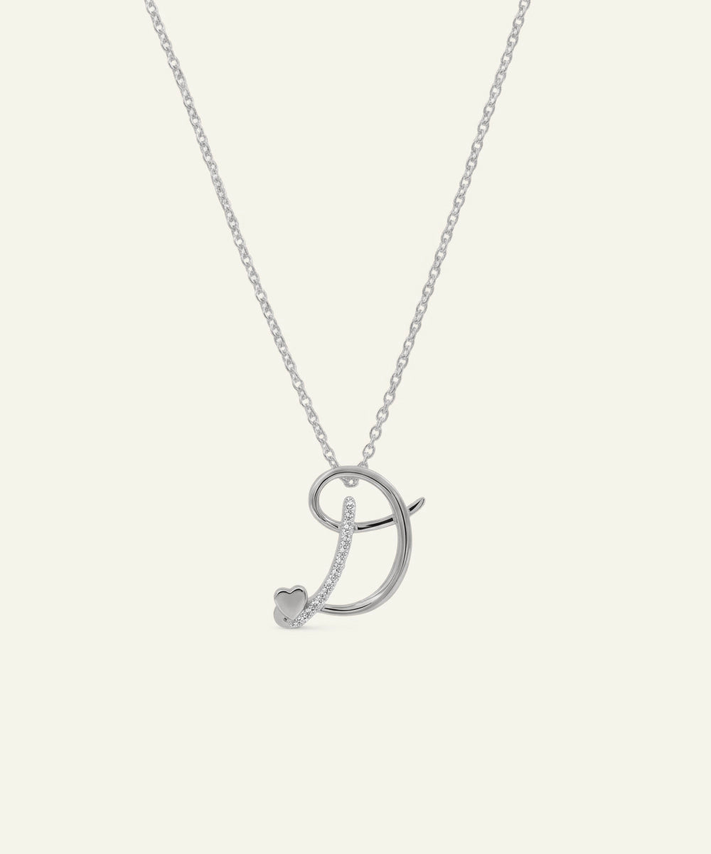 Silver necklace with a unique pendant on a white background