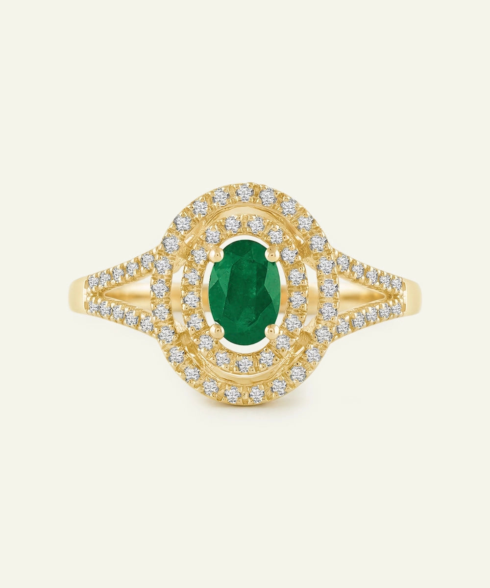 Aanika V. Emerald & Lab-grown Diamond Double Diamond Halo Ring - 0.6 Ct. T.W.