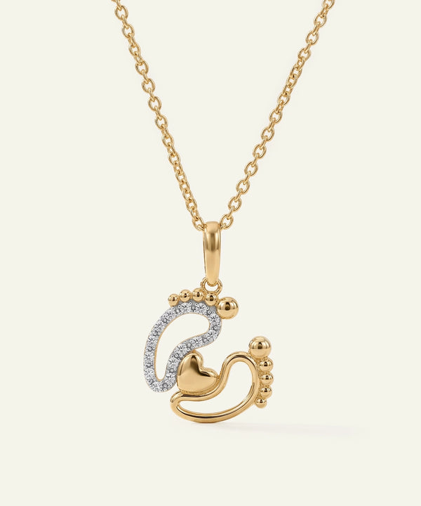 Love Spell® Lab-grown Diamond Baby Feet Heart Pendant - 0.10 Ct. T.W.