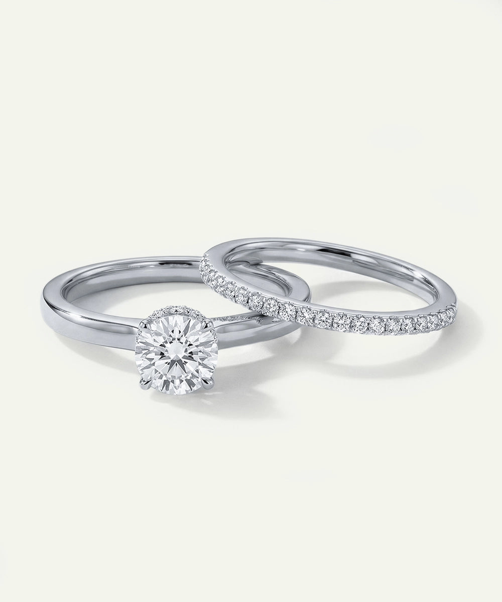 Novello Lab-grown Diamond Round Hidden Halo Bridal Set - 0.55 Ct. T.W.