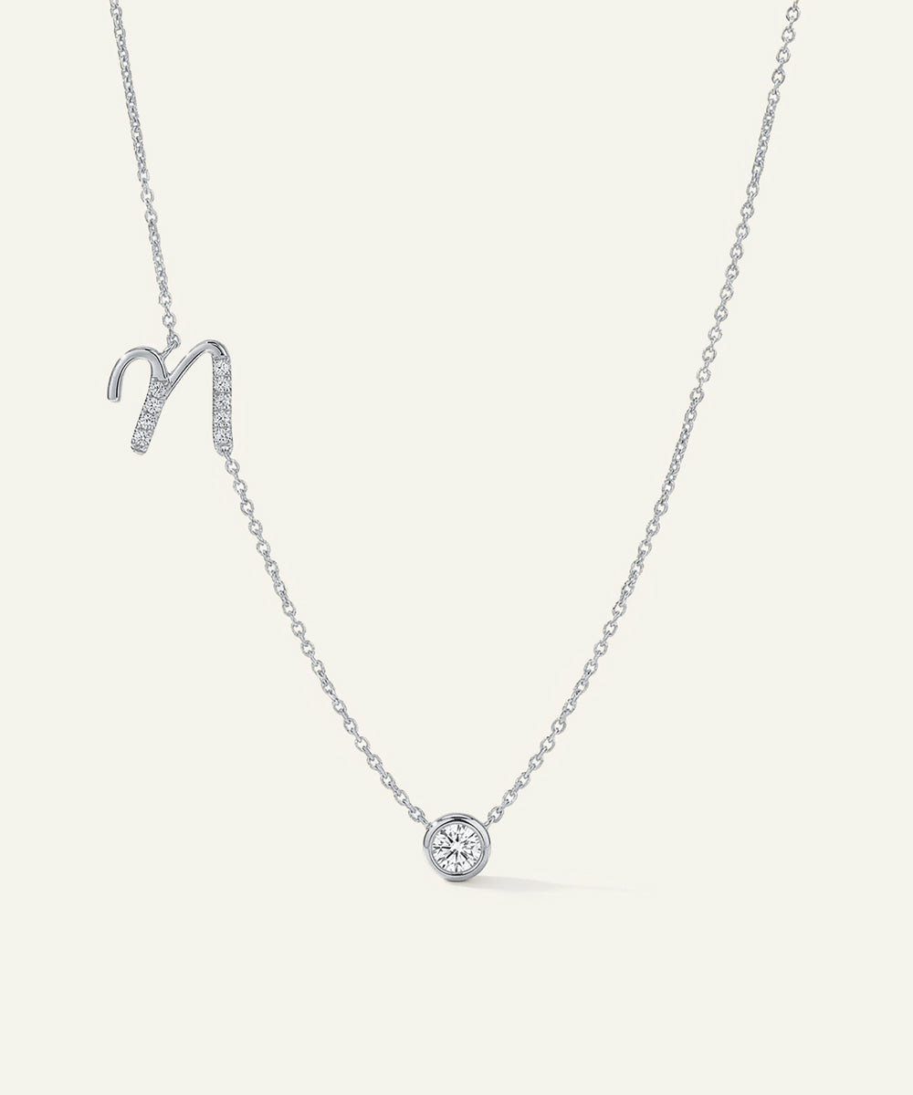 Bella by Ovani® Lab-grown Diamond Letter N Initial Pendant - 0.30 Ct. T.W.