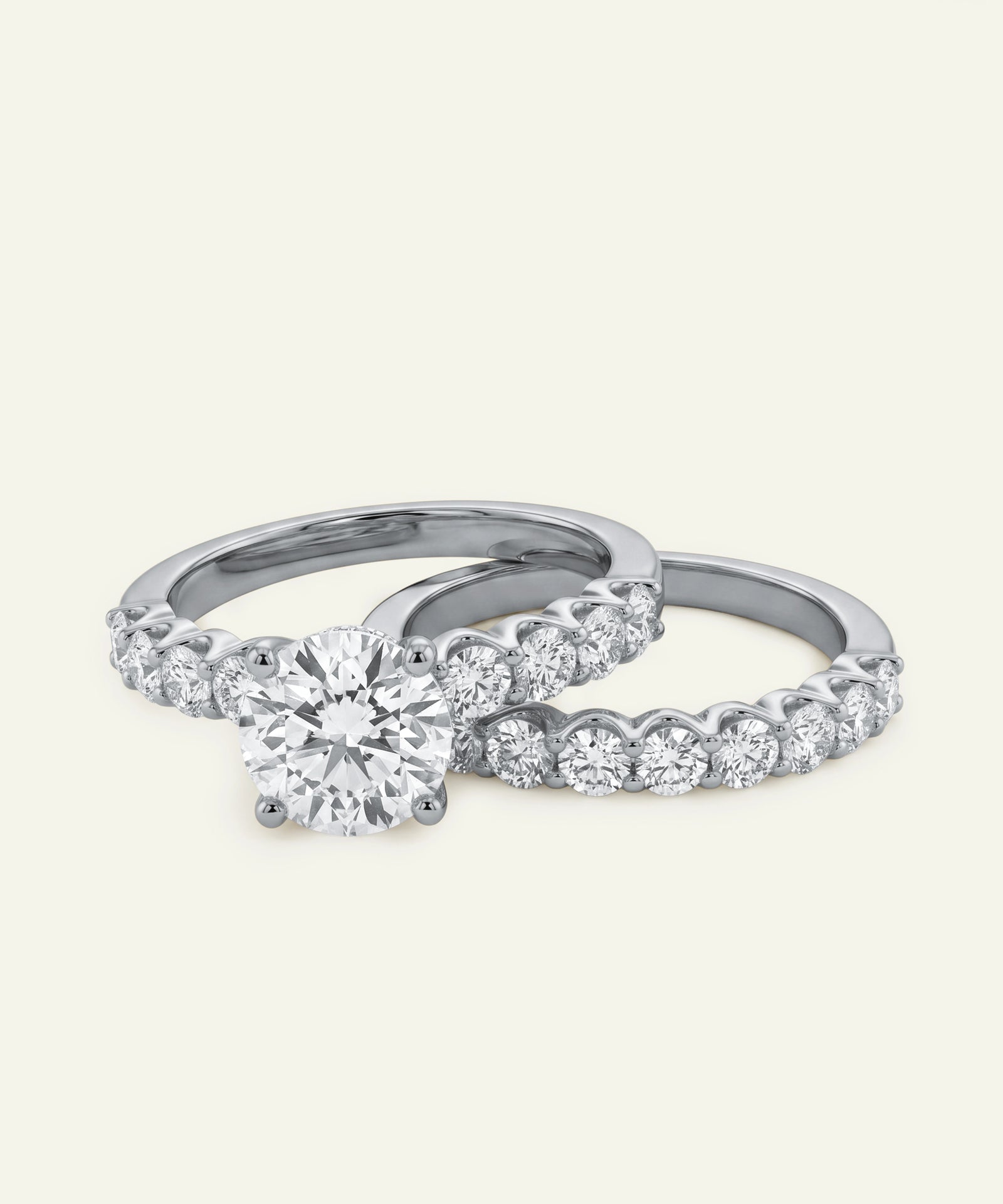 Diamond ring set on a light gray background