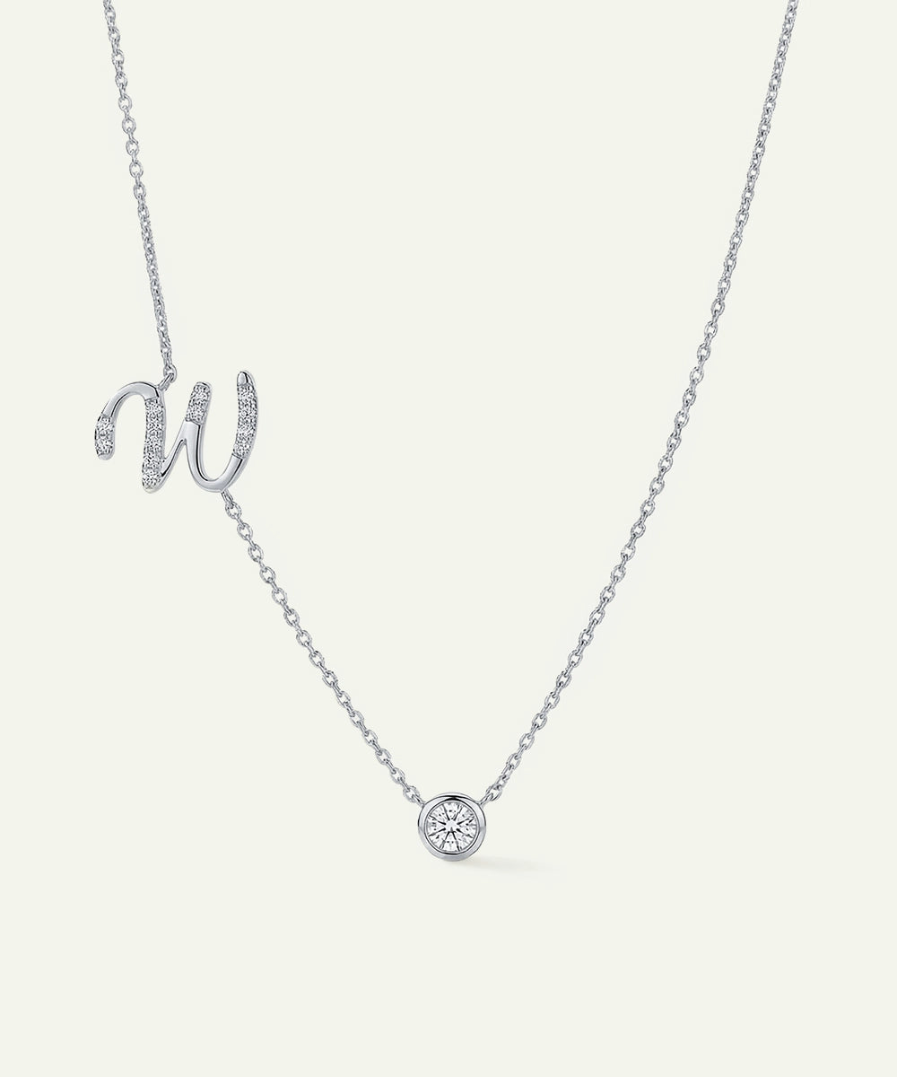 Bella by Ovani® Lab-grown Diamond Letter W Initial Pendant - 0.35 Ct. T.W.