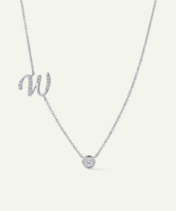 Bella by Ovani® Lab-grown Diamond Letter W Initial Pendant - 0.35 Ct. T.W.