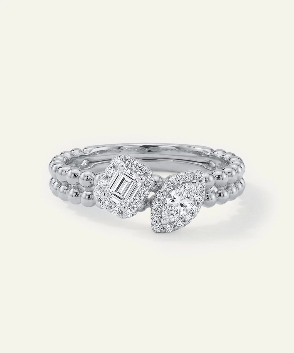 Diamond ring with a white background
