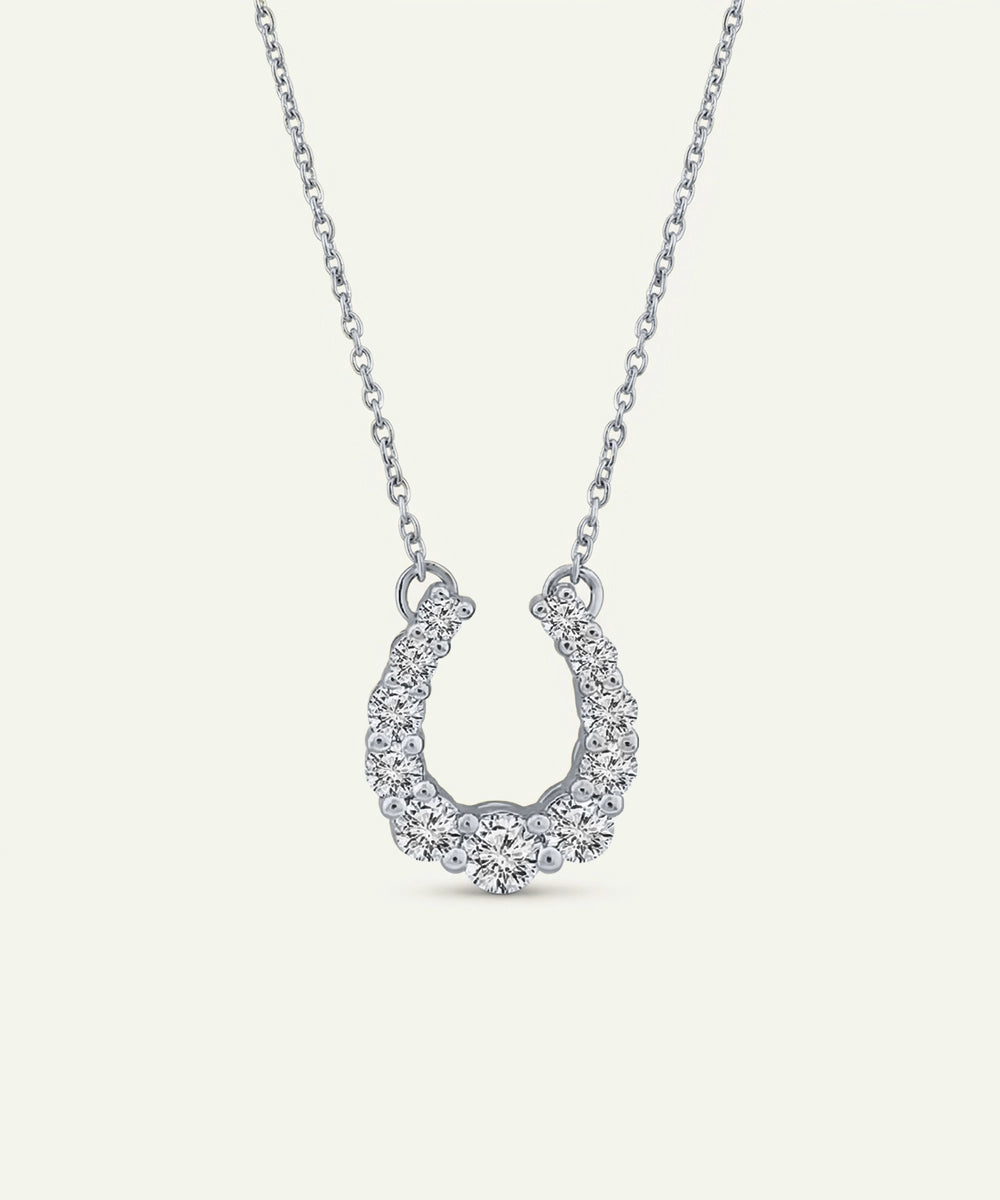 Bella by Ovani® Lab-grown Diamond Round Horseshoe Pendant Necklace - 0.80 Ct. T.W.