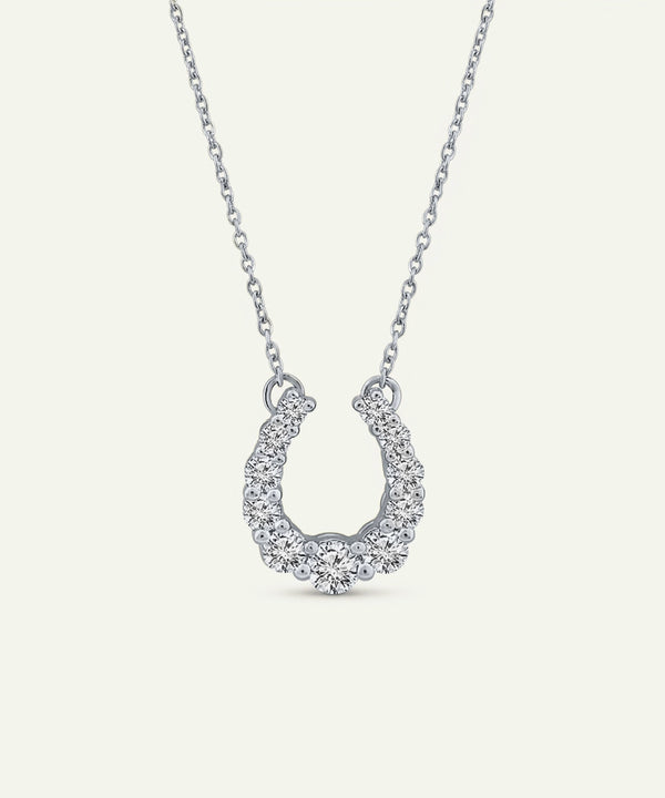 Bella by Ovani® Lab-grown Diamond Round Horseshoe Pendant Necklace - 0.80 Ct. T.W.