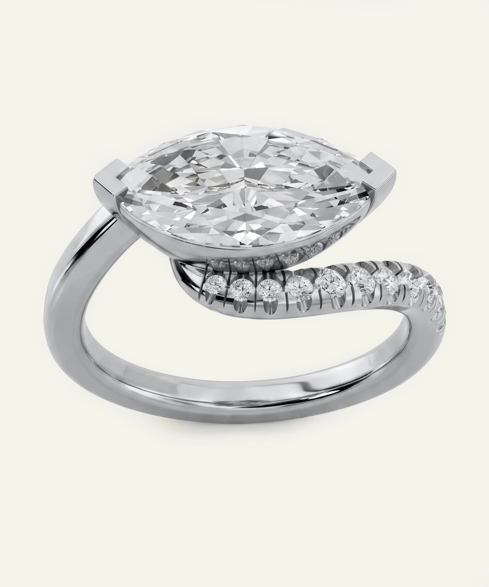 Ovani® Lab-grown Diamond Marquise Bridal Wave Ring -  2.22 Ct. T.W.
