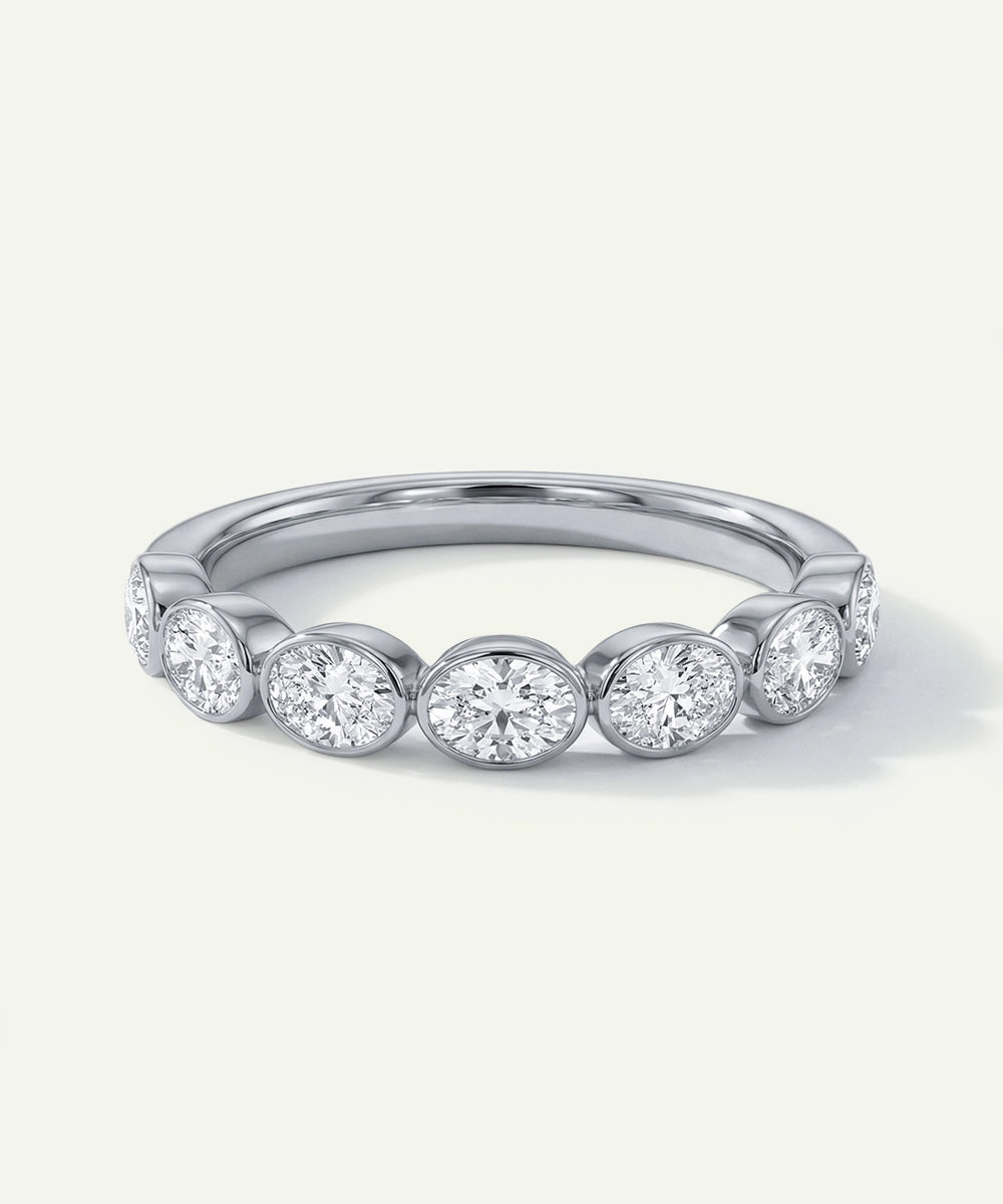 Novello Lab-grown Diamond Oval Bezel Station Ring - 1 Ct. T.W.