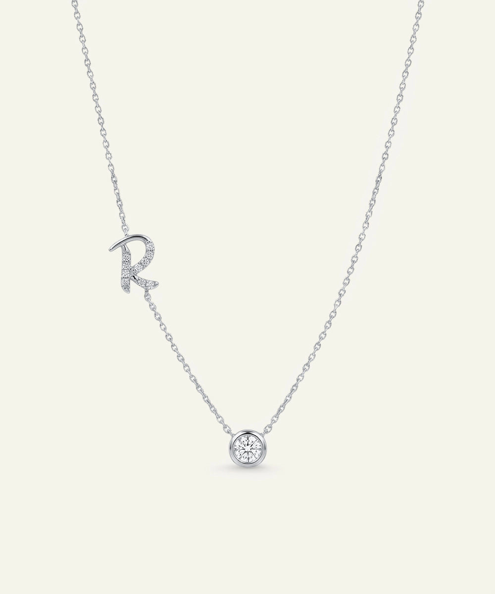 Bella by Ovani® Lab-grown Diamond Letter R Initial Pendant - 0.30 Ct. T.W.
