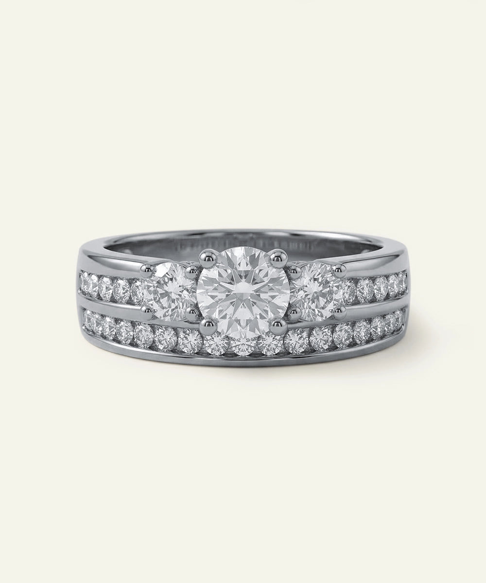 Diamond ring with a white background