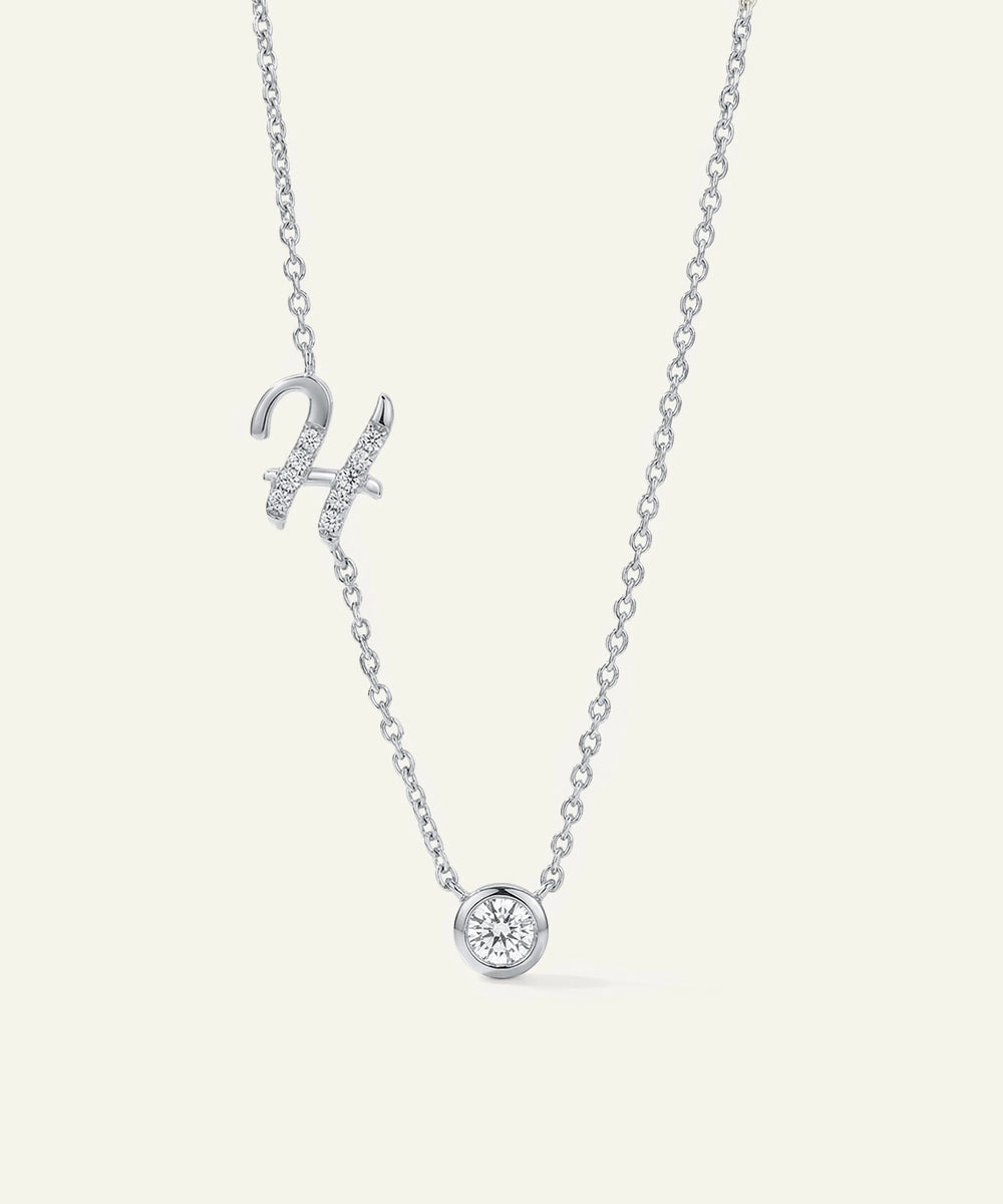 Bella by Ovani® Lab-grown Diamond Letter H Initial Pendant - 0.35 Ct. T.W.