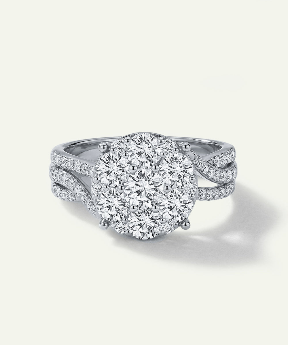 Diamond ring with a white background
