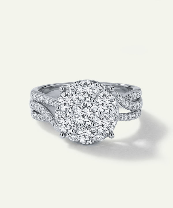 Diamond ring with a white background