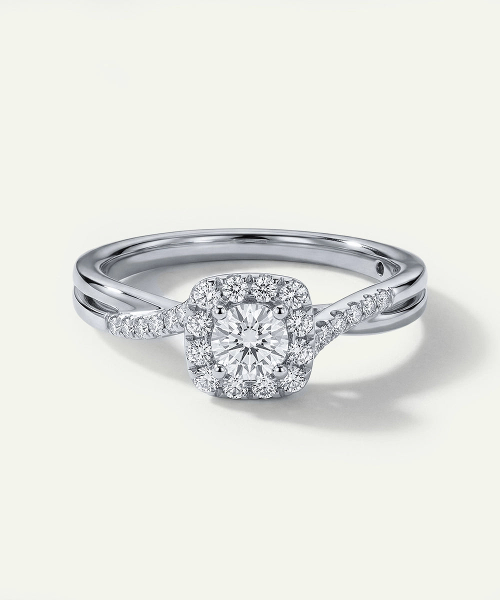 Diamond ring with a white background