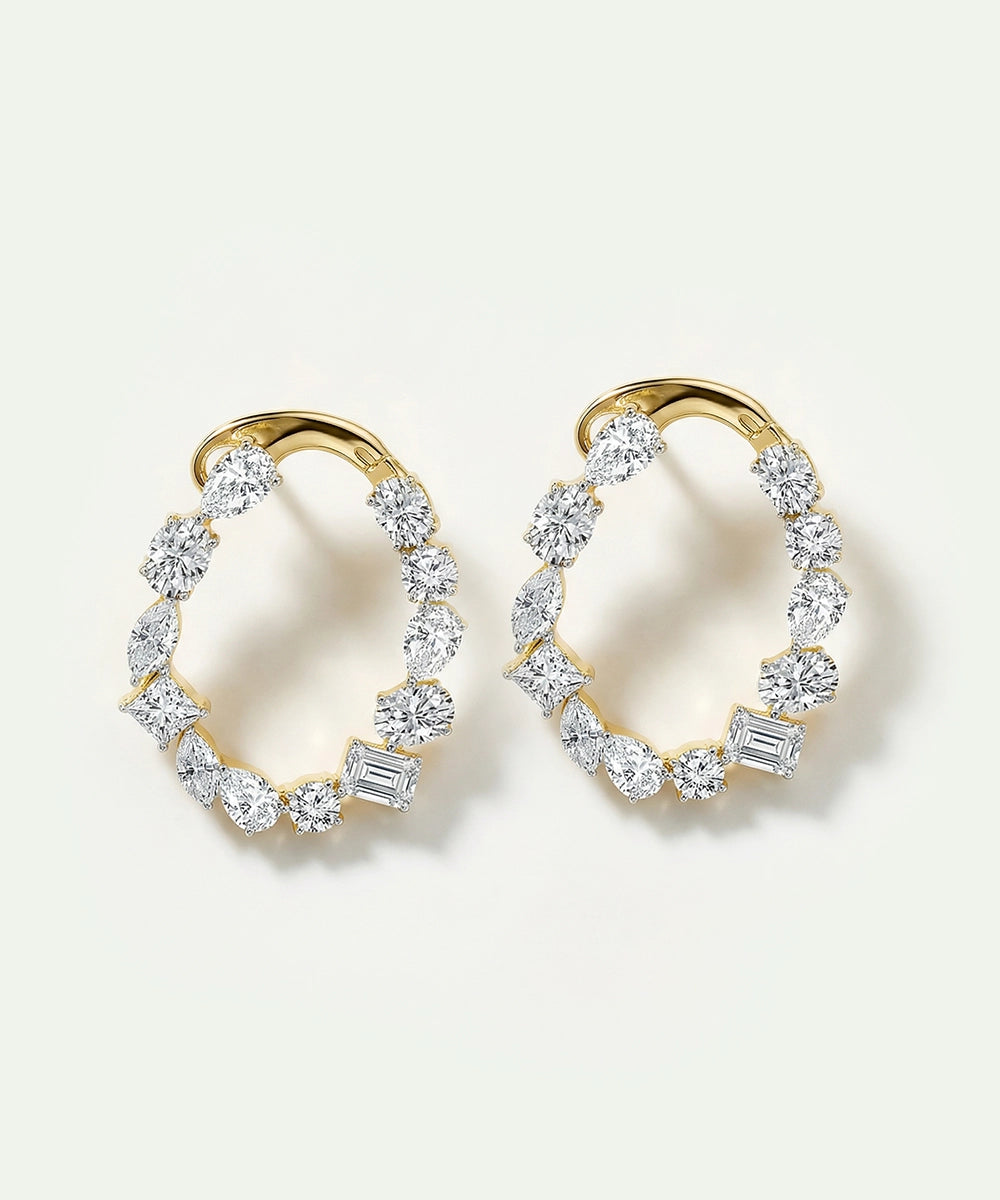 Ovani® Lab-grown Diamond Multi-shaped Hoops - 6 Ct. T.W.