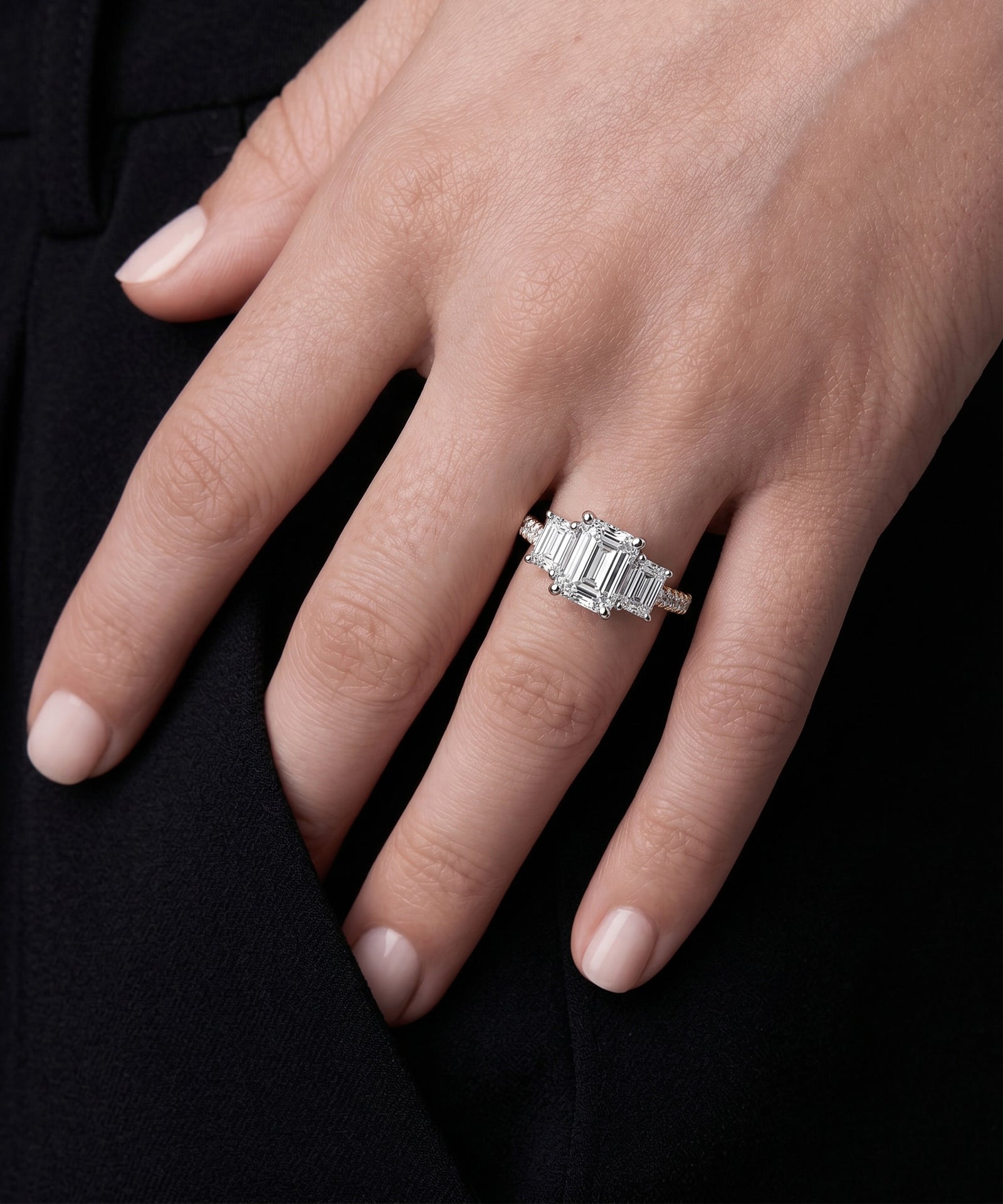 Novello Lab-grown Diamond Emerald Bridal Ring - 3.05 Ct. T.W.