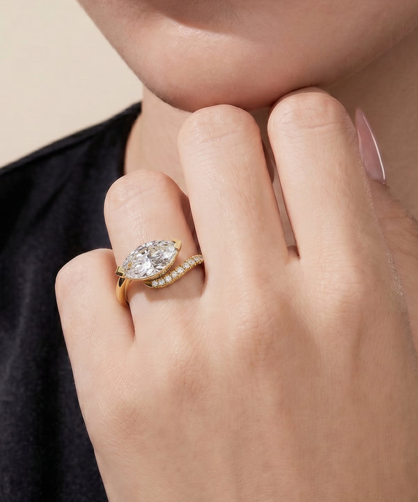 Ovani® Lab-grown Diamond Marquise Bridal Wave Ring -  2.22 Ct. T.W.