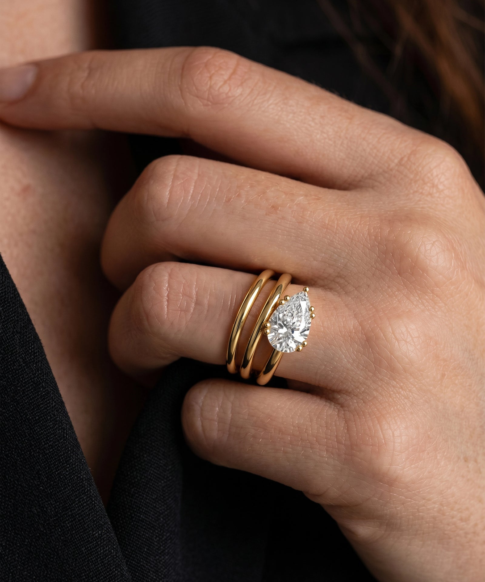 Ovani® Lab-grown Diamond Pear Spiral Wrap Ring -  2.11 Ct. T.W.