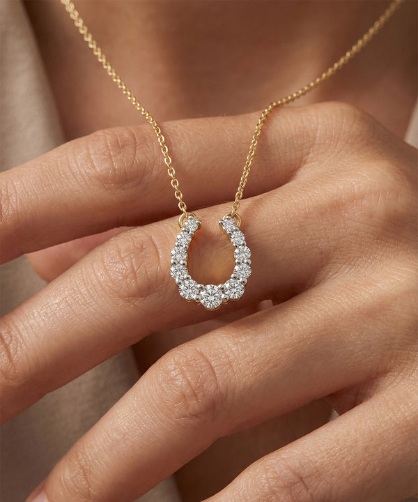Bella by Ovani® Lab-grown Diamond Round Horseshoe Pendant Necklace - 0.80 Ct. T.W.