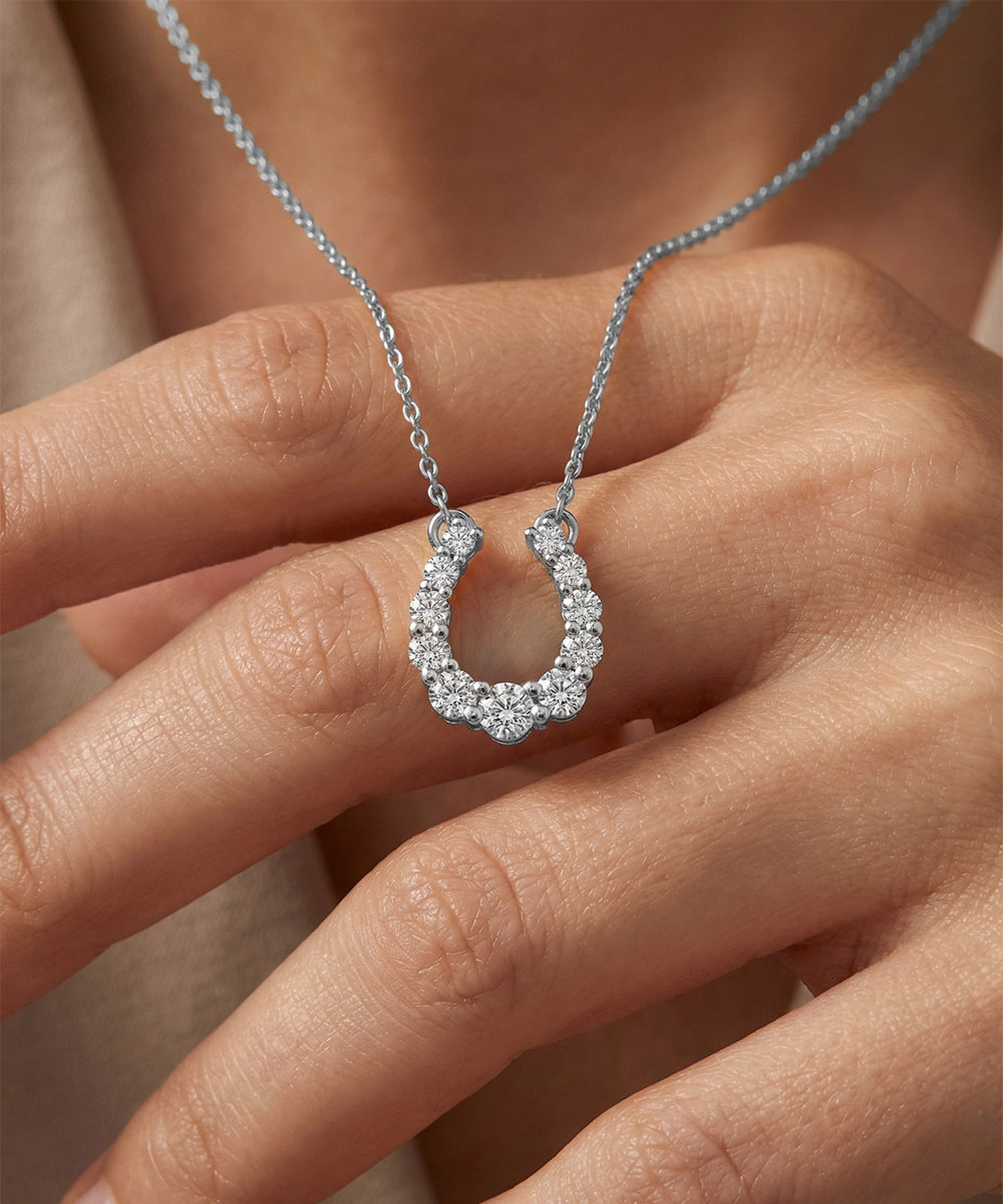 Bella by Ovani® Lab-grown Diamond Round Horseshoe Pendant Necklace - 0.80 Ct. T.W.