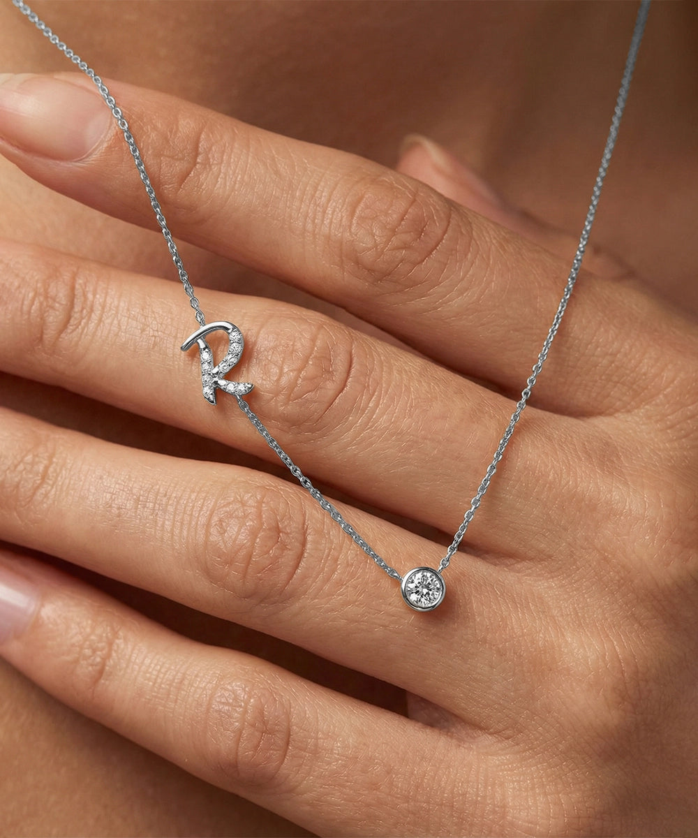 Bella by Ovani® Lab-grown Diamond Letter R Initial Pendant - 0.30 Ct. T.W.