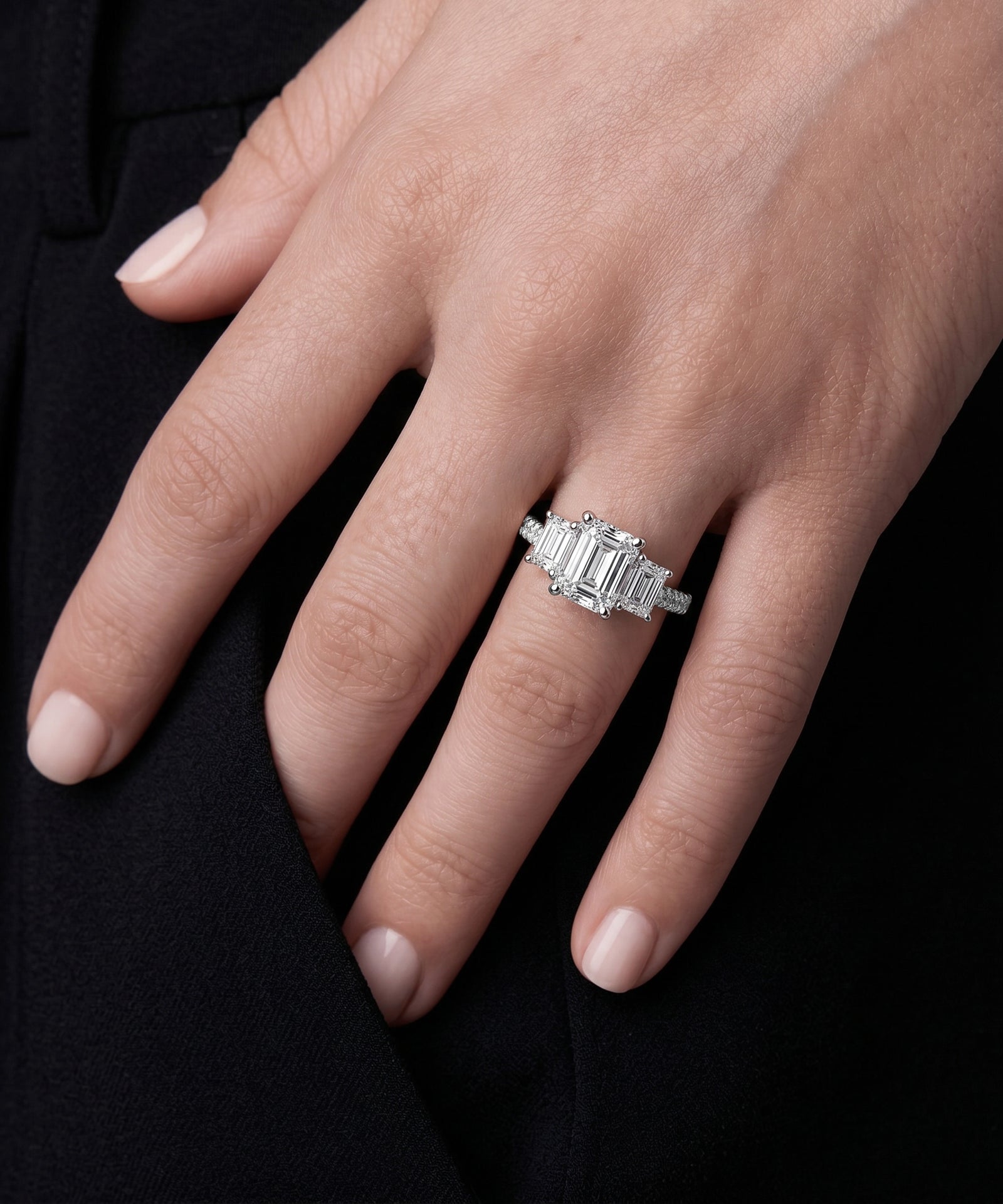 Novello Lab-grown Diamond Emerald Bridal Ring - 3.05 Ct. T.W.