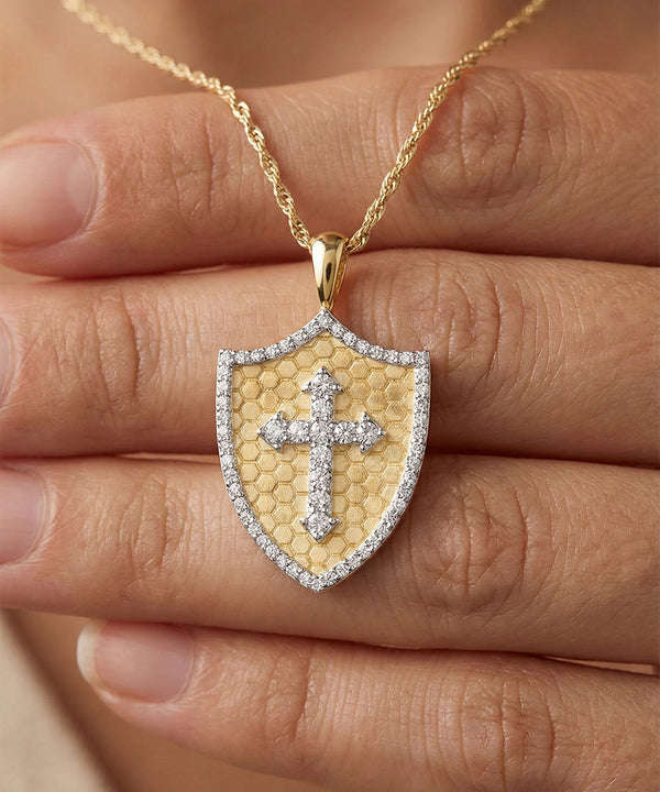 Novello Lab-grown Diamond Shield Cross Pendant-0.50 Ct. T.W.