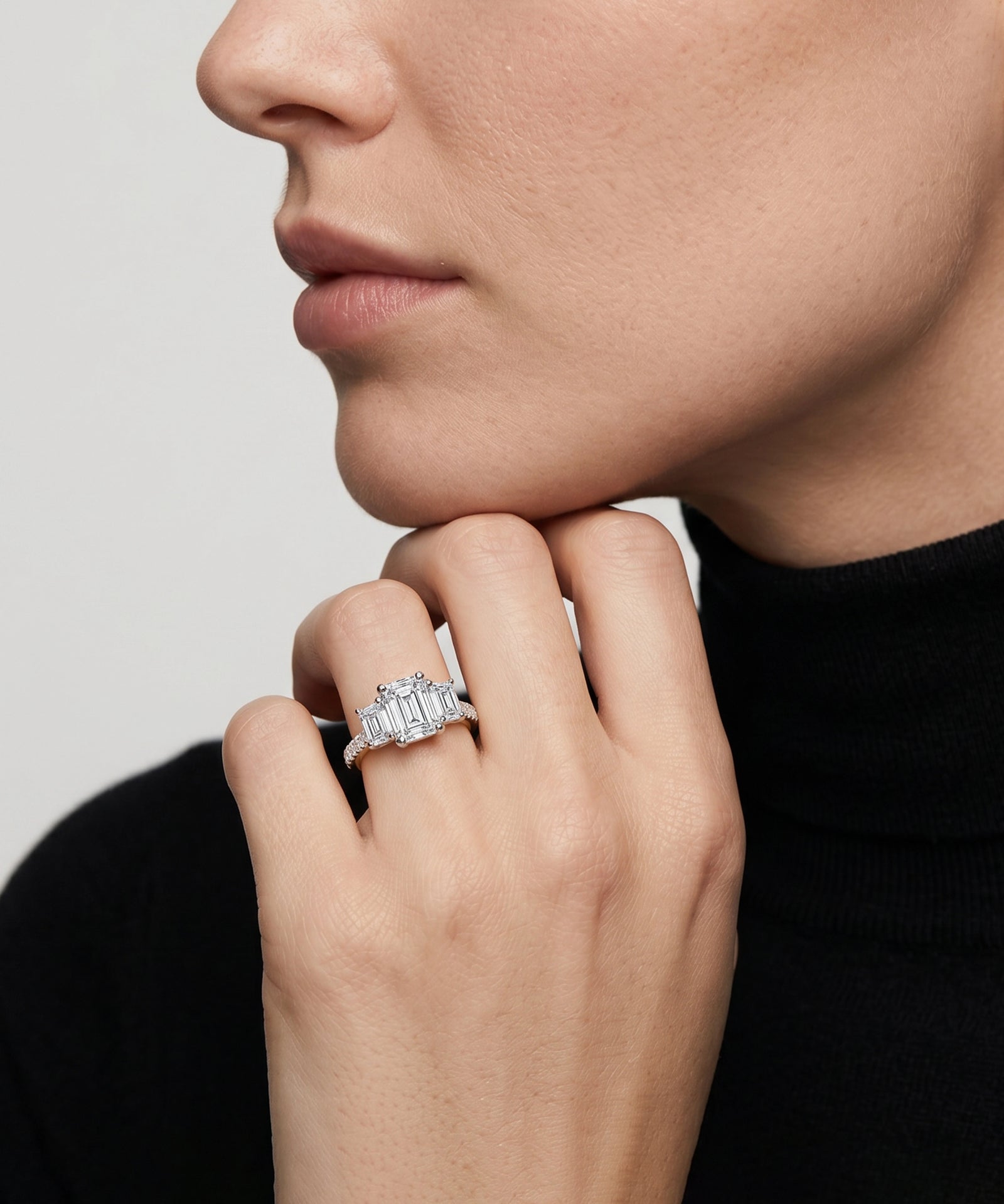 Novello Lab-grown Diamond Emerald Bridal Ring - 3.05 Ct. T.W.
