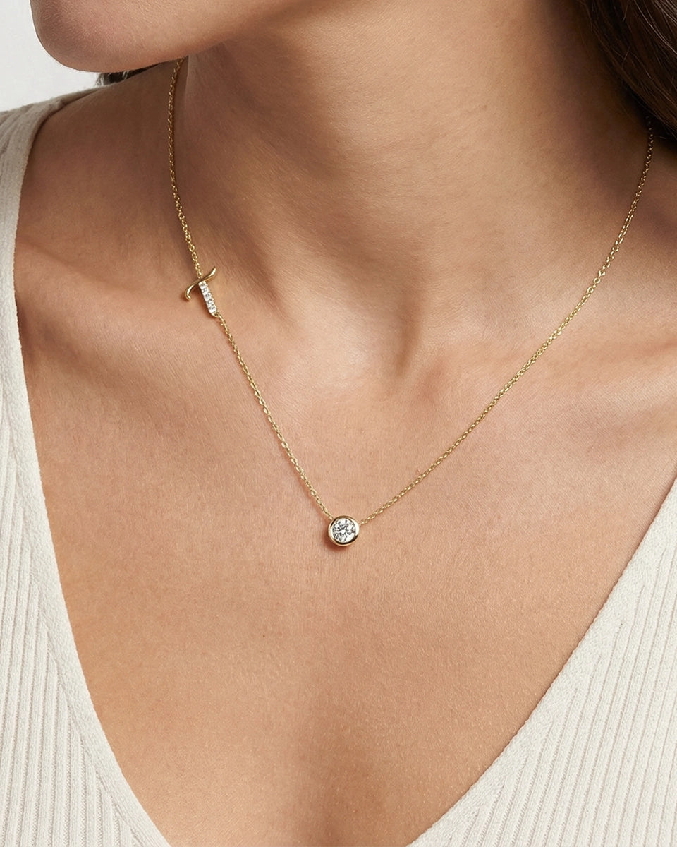 Bella by Ovani® Lab-grown Diamond Letter T Initial Pendant - 0.30 Ct. T.W.