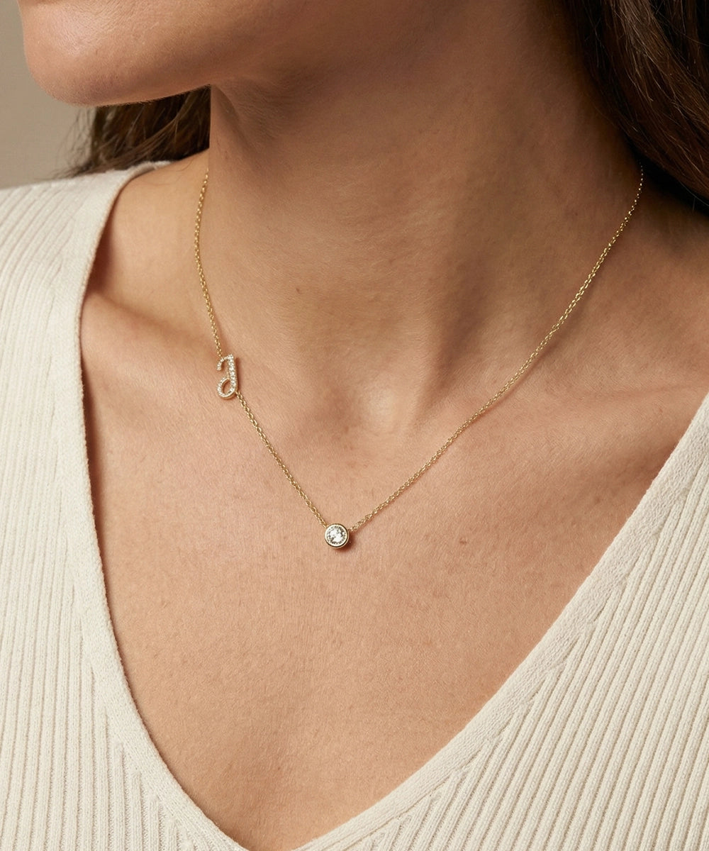 Bella by Ovani® Lab-grown Diamond Letter J Initial Pendant - 0.30 Ct. T.W.