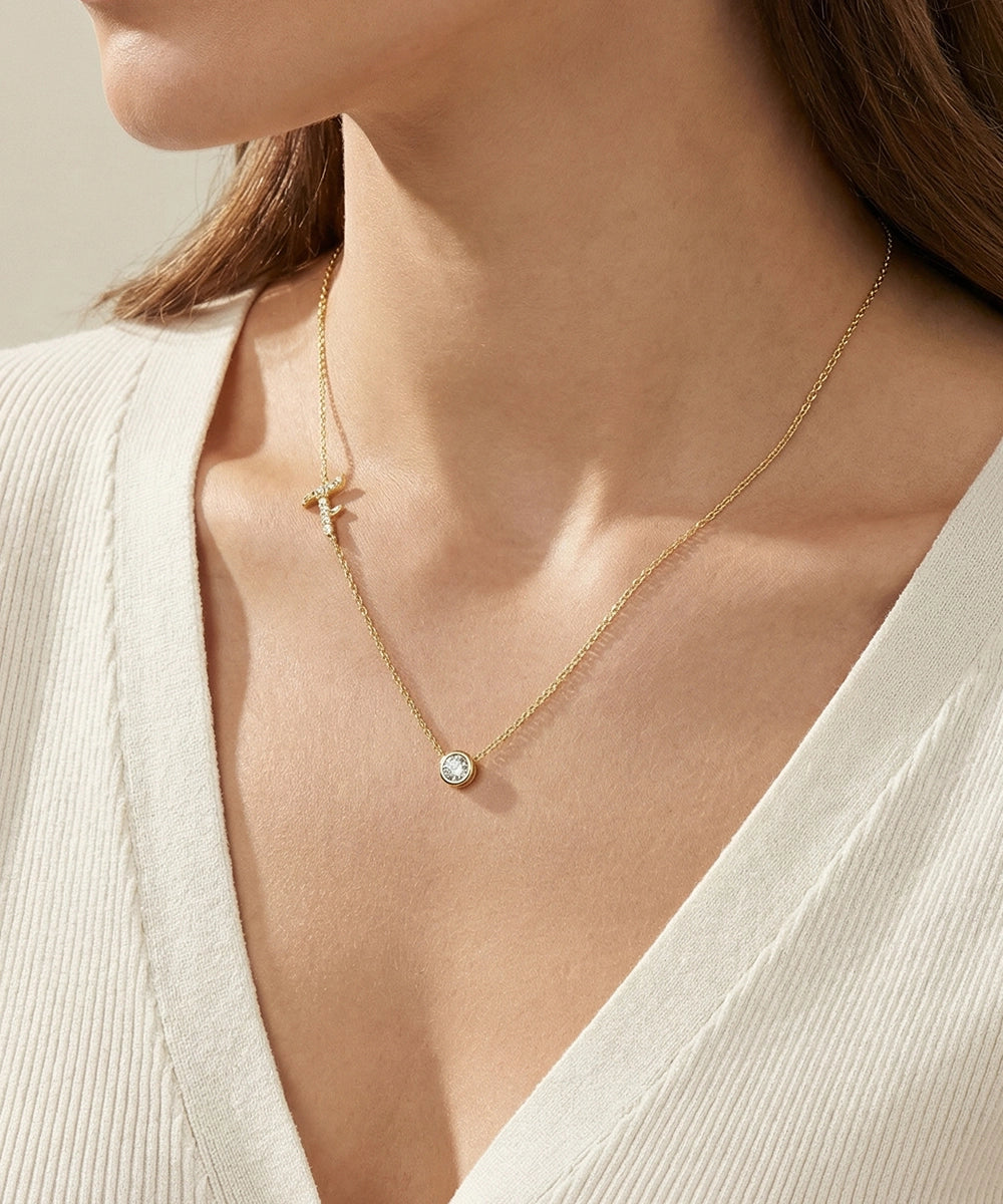 Bella by Ovani® Lab-grown Diamond Letter F Initial Pendant - 0.35 Ct. T.W.