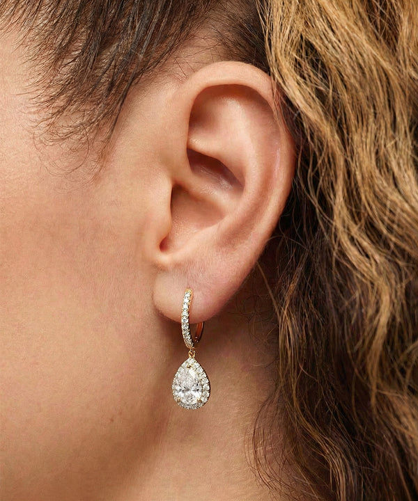 Novello Lab-grown Diamond Drop Pear Halo Dangling Earrings - 2.0 Ct. T.W.