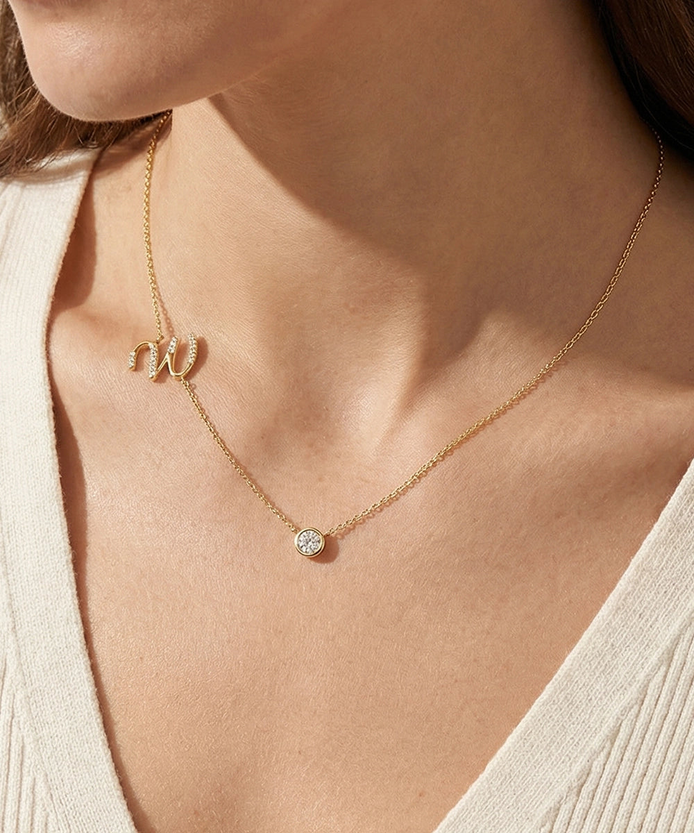 Bella by Ovani® Lab-grown Diamond Letter W Initial Pendant - 0.35 Ct. T.W.