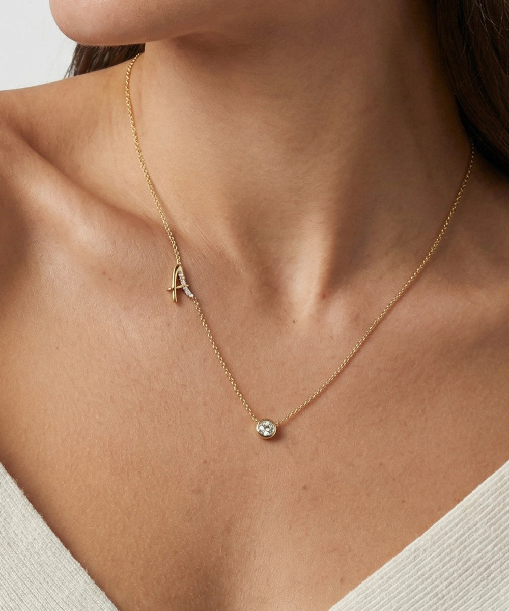 Bella by Ovani® Lab-grown Diamond Letter A Initial Pendant - 0.30 Ct. T.W.