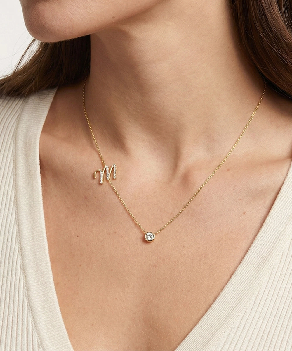 Bella by Ovani® Lab-grown Diamond Letter M Initial Pendant - 0.30 Ct. T.W.