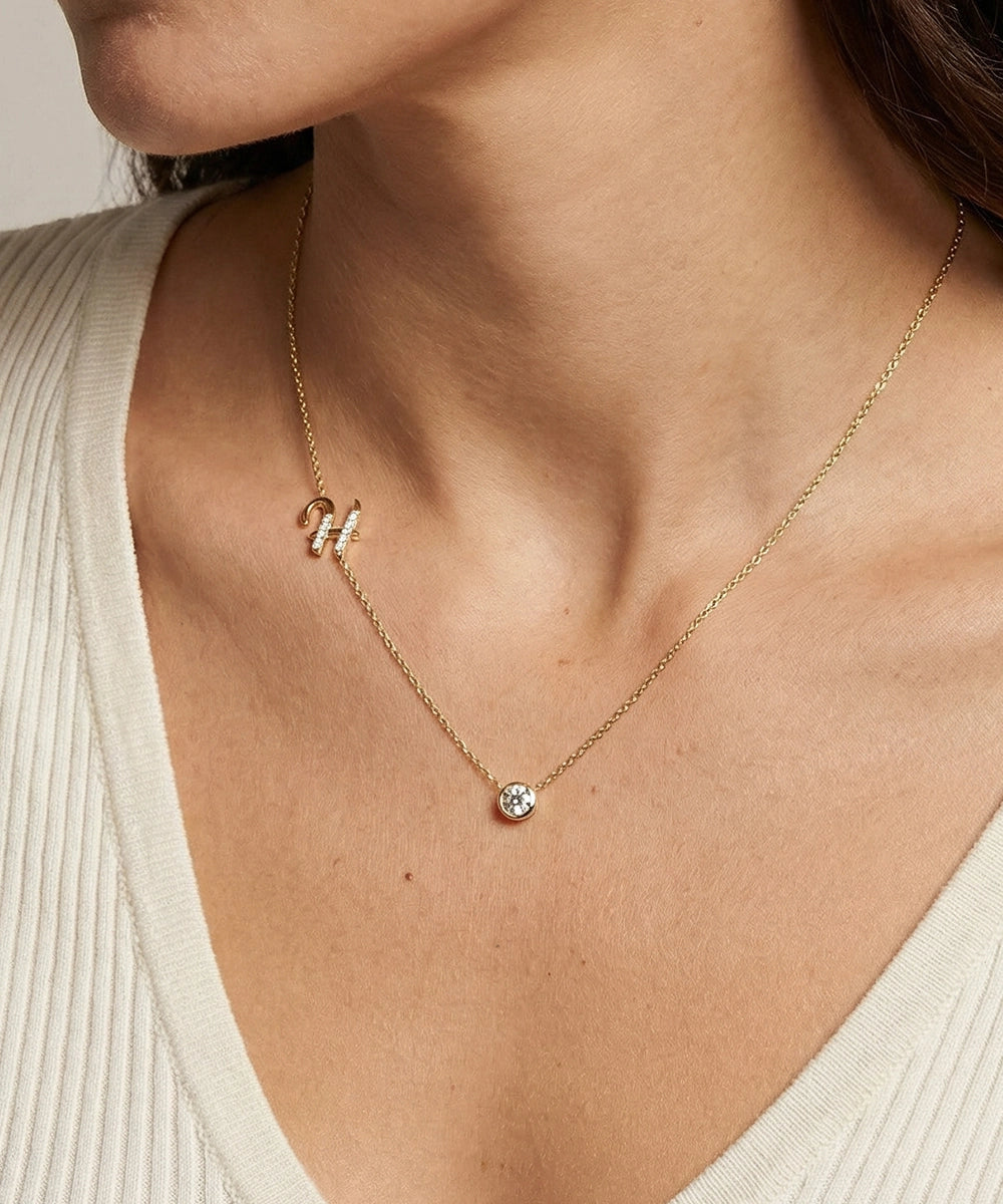 Bella by Ovani® Lab-grown Diamond Letter H Initial Pendant - 0.35 Ct. T.W.