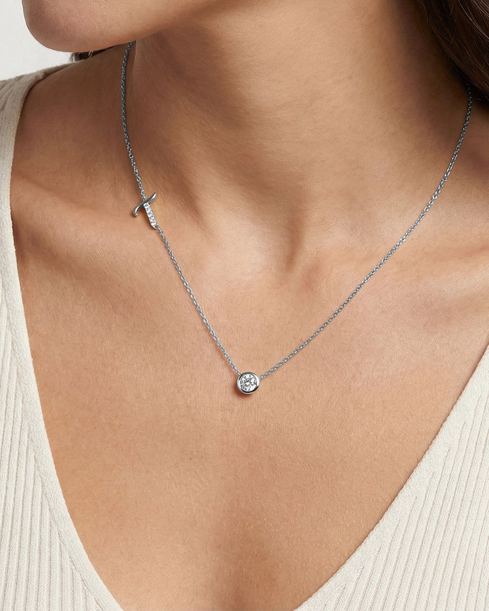 Bella by Ovani® Lab-grown Diamond Letter T Initial Pendant - 0.30 Ct. T.W.