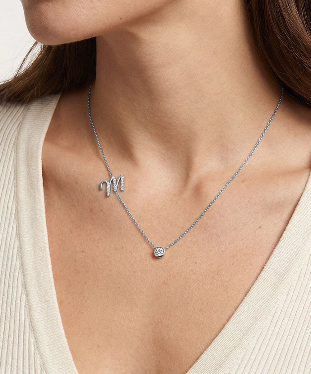Bella by Ovani® Lab-grown Diamond Letter M Initial Pendant - 0.30 Ct. T.W.