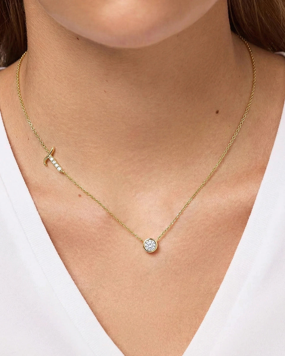 Bella by Ovani® Lab-grown Diamond Letter T Initial Pendant - 0.30 Ct. T.W.