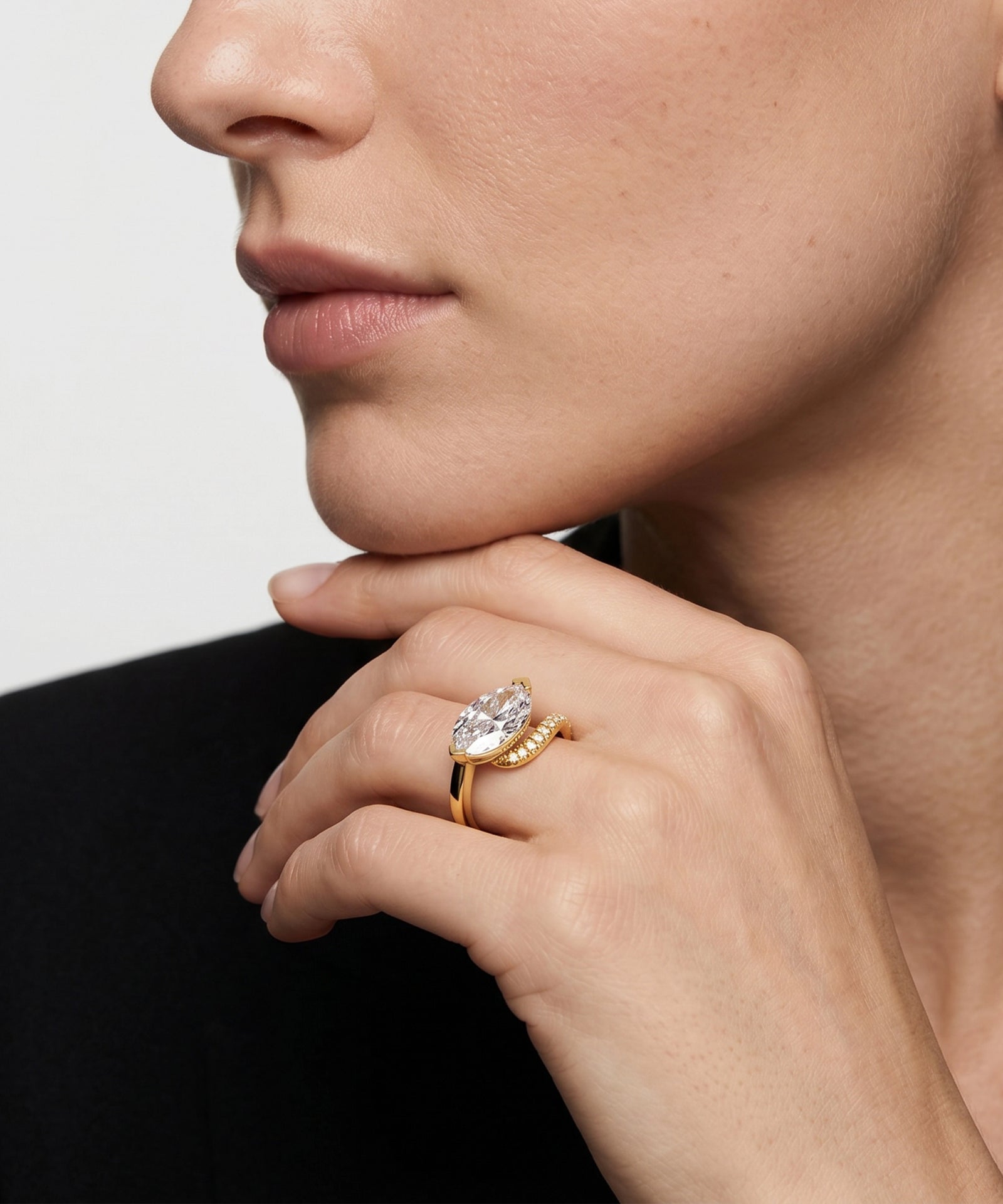 Ovani® Lab-grown Diamond Marquise Bridal Wave Ring -  2.22 Ct. T.W.