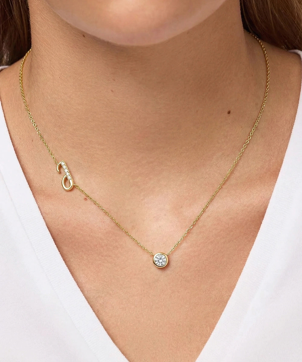 Bella by Ovani® Lab-grown Diamond Letter J Initial Pendant - 0.30 Ct. T.W.