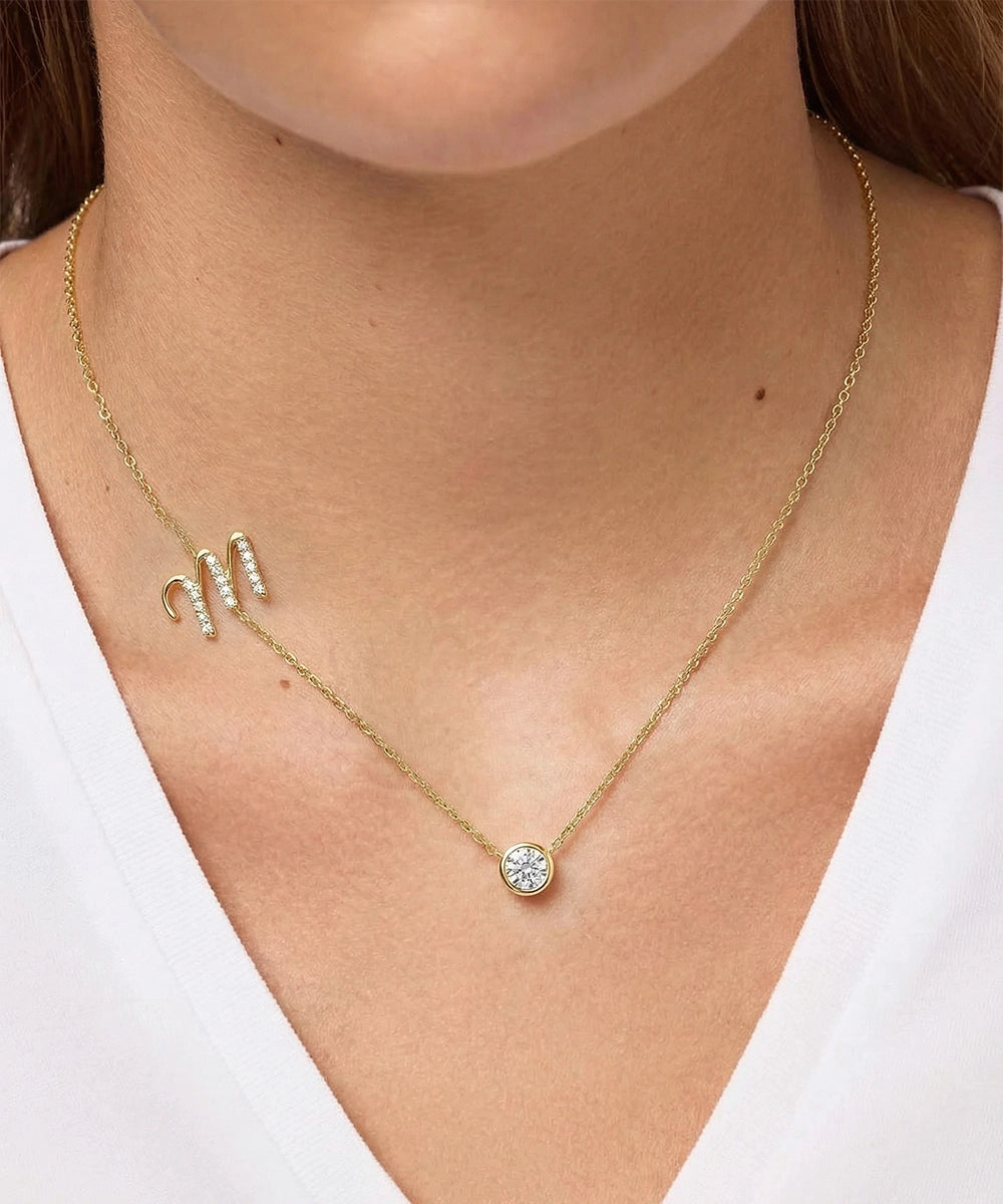 Bella by Ovani® Lab-grown Diamond Letter M Initial Pendant - 0.30 Ct. T.W.
