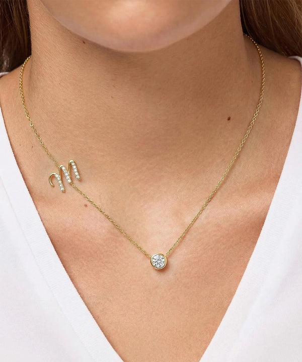 Bella by Ovani® Lab-grown Diamond Letter M Initial Pendant - 0.30 Ct. T.W.