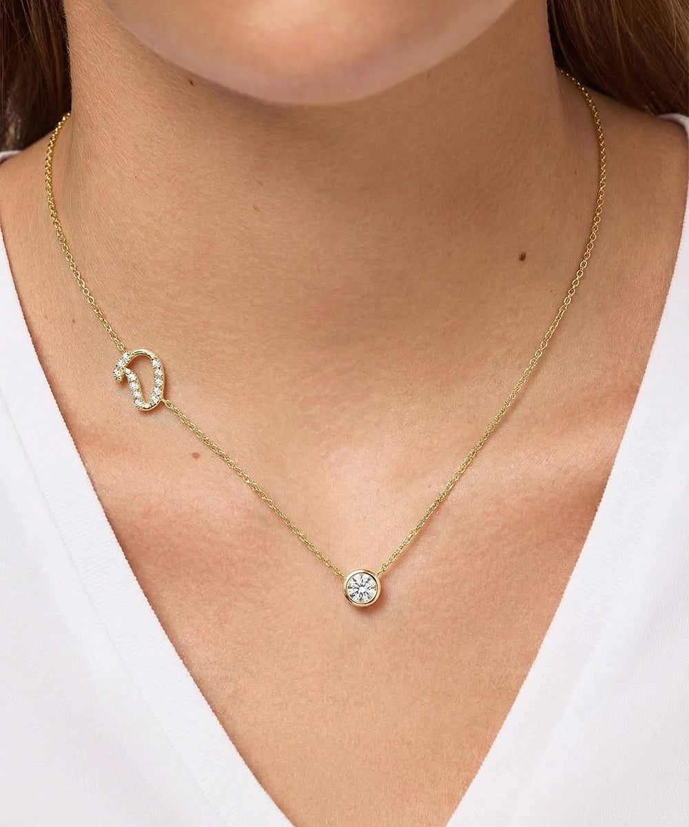 Bella by Ovani® Lab-grown Diamond Letter D Initial Pendant - 0.30 Ct. T.W.